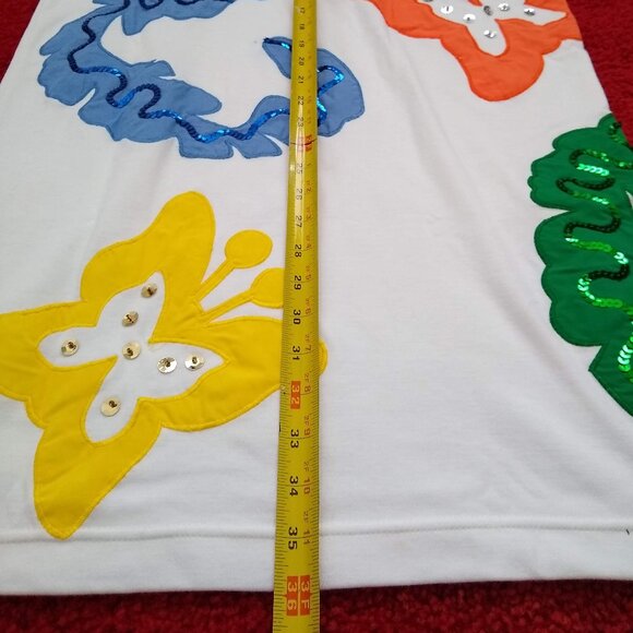 vintage 80s tshirt dress butterfly abstract sequin appliques EUC - Picture 4 of 6